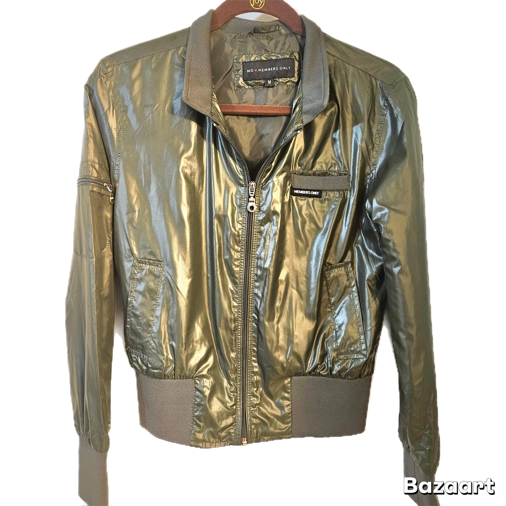Members Only Metallic Green Varsity Jacket
